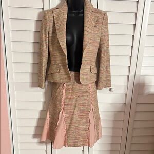 BCBG Multicolor Tweed Blazer and Skirt Set